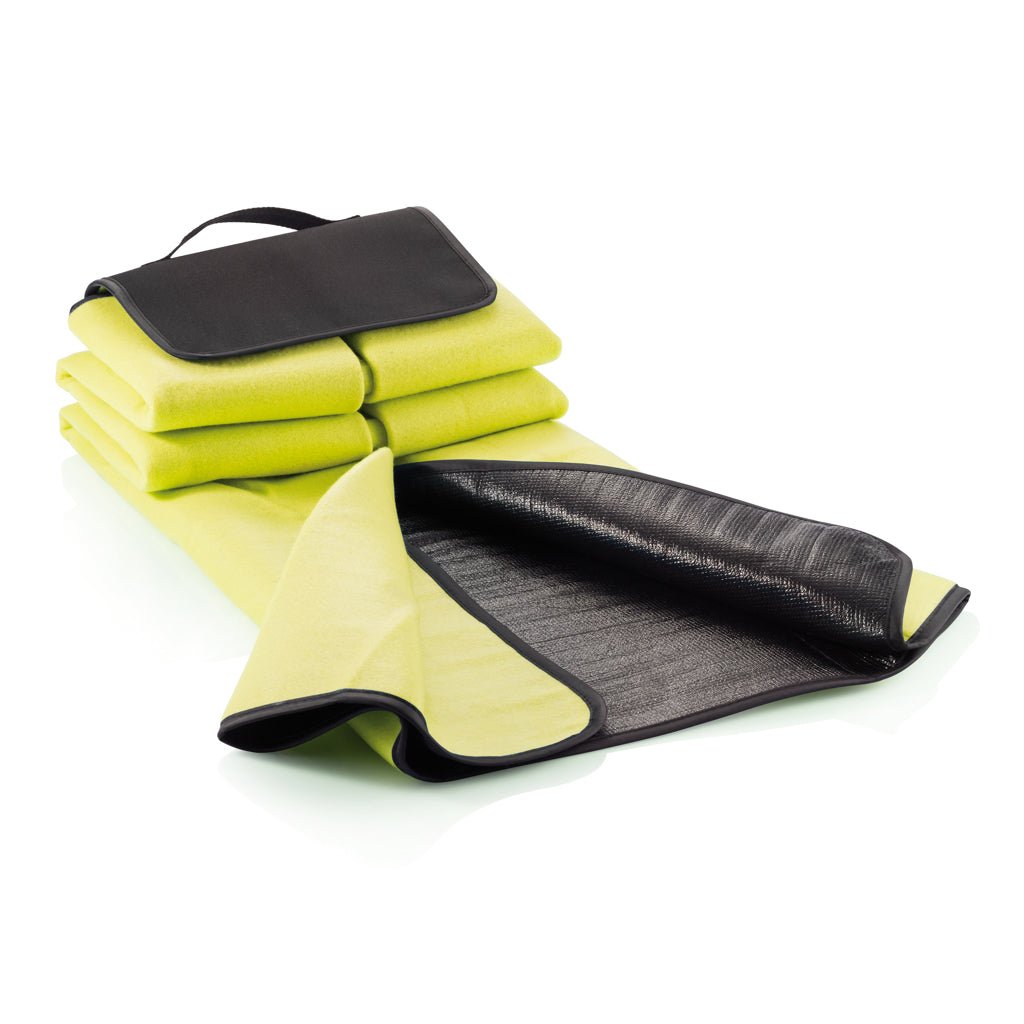 Portable Green Fleece Picnic Blanket Waterproof Outdoor Mat for Family Fun